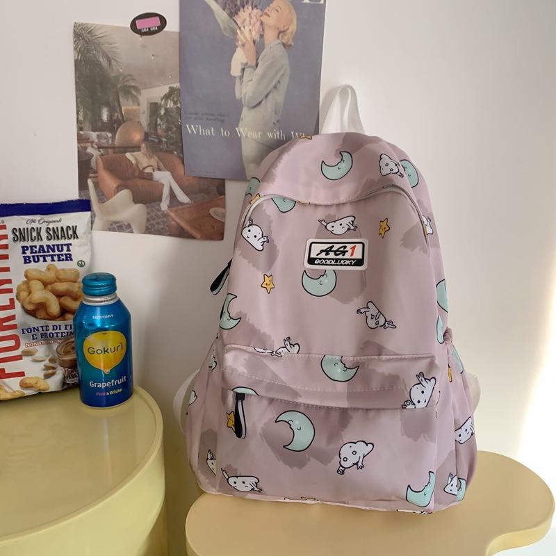 High-value Backpack, Large-capacity Schoolbag for Junior High School Students, Simple Printing, Cute and Lightweight Travel Backpack