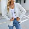 Autumn Winter Vintage Loose Knitwear Top Long Sleeve Solid Color Hooded V Neck Cardigan Sweater