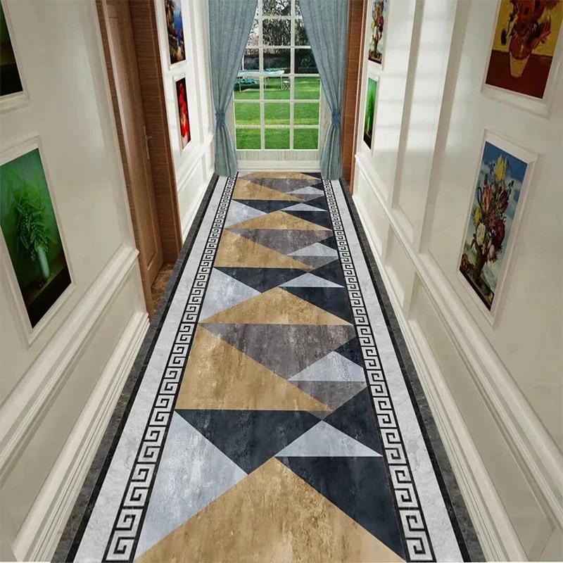 Modern Nordic Villa Long Carpet Runner Non-slip Washable for Corridor Hallway Hotel Living Room Decor