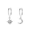 Earrings Femininity High-End Zircon Light Luxury Cross Star And Moon Asymmetric Ear Buckle Jewelry