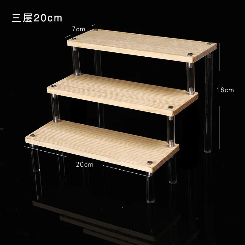 Acrylic Wooden Display Riser Stand for Funko POP Figures,Earring Ring Holder Cupcake Stand,Perfume Stand Organizer Display