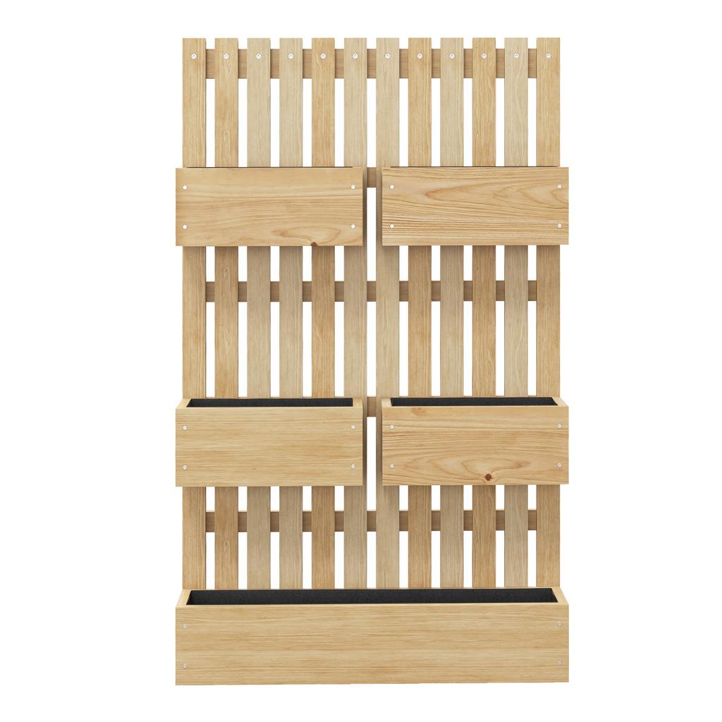 Wall-Mounted Planter Vegetable Garden with 5 Removable Solid Wood Boxes Trellis 60 X 16 X 100 Cm