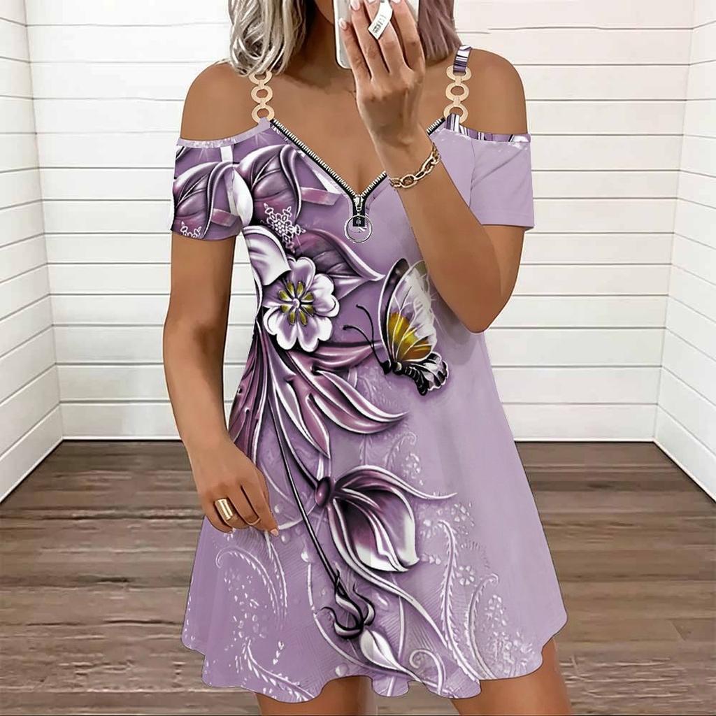 Ladies Spaghetti Strap Charming Hydrangea Bouquet Plus Size Loose Dress