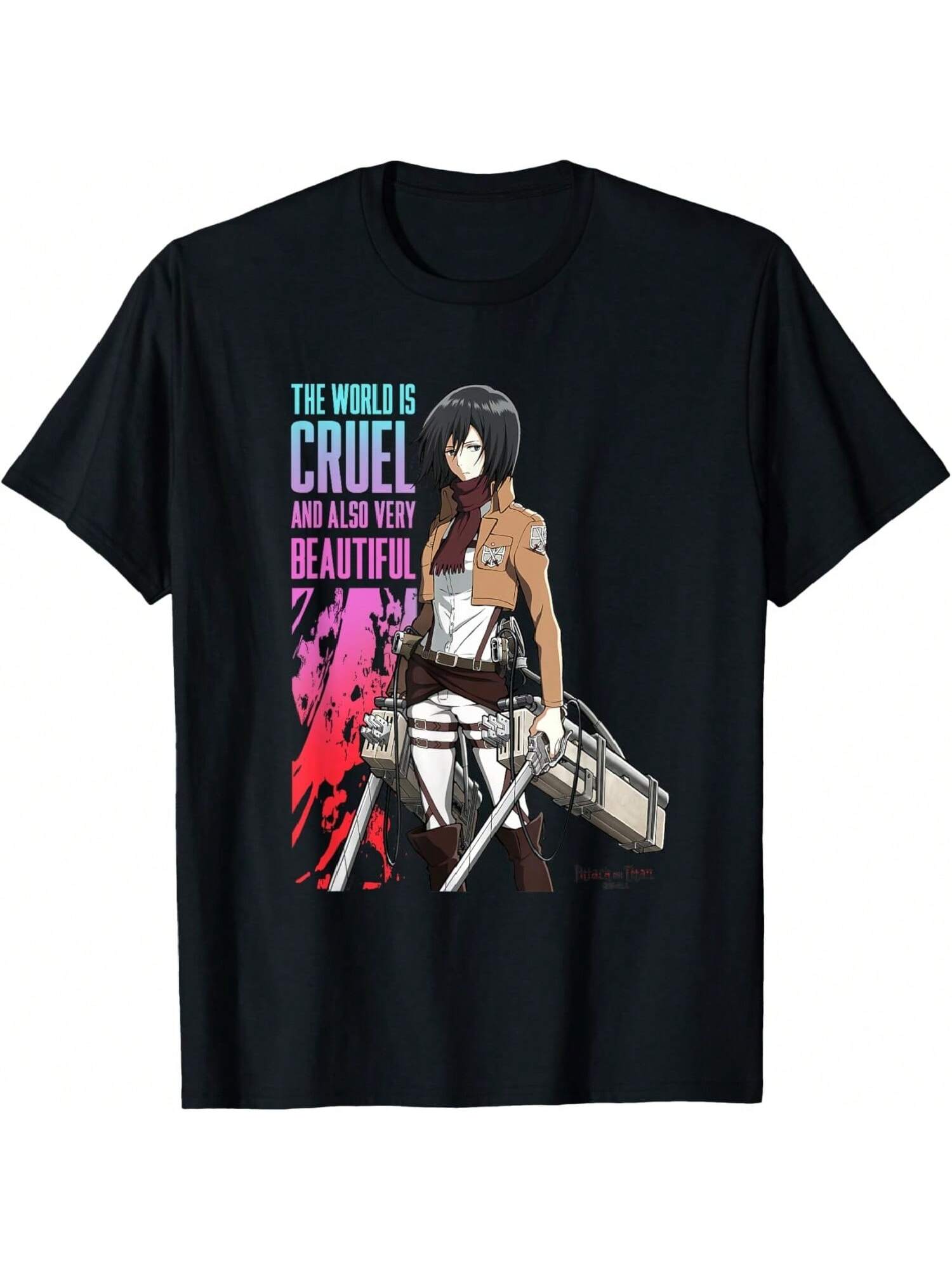 The World Is Cruel AOT Anime T-Shirt S разноцветный