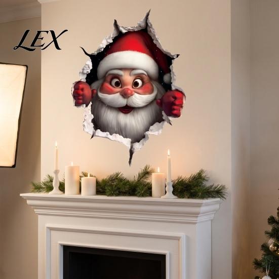 3D Holiday Wall Art Christmas Stickers, Decals for Living Room Bedroom And Party Decor Decor, Removable PVC Festive Home Entrance Classroom