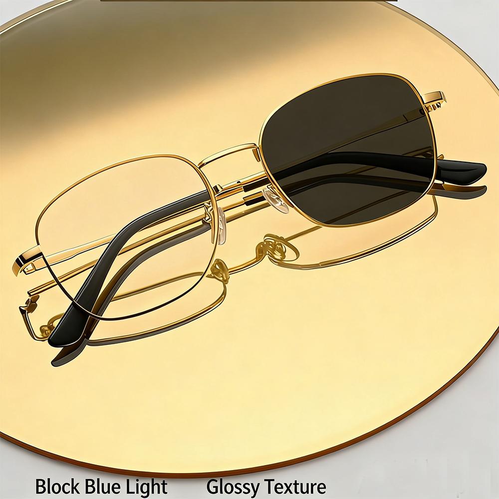 Color Changing Anti Blue Light Glasses Photochromic Glasses Retro Metal Frame Glasses Computer Eyeglasses Chameleon Sunglasses