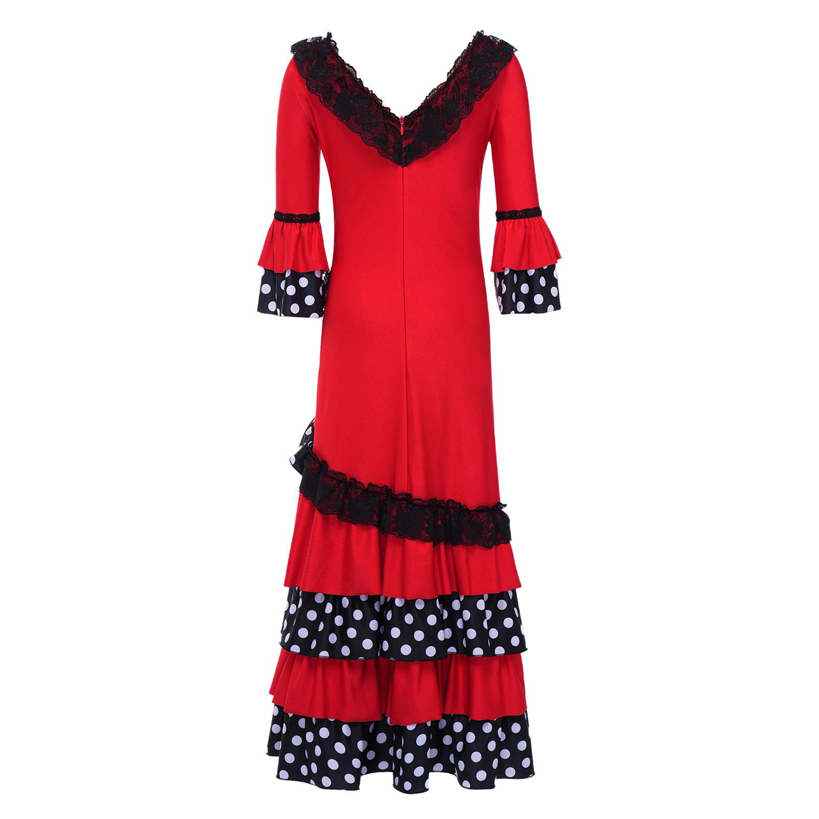 Bullfight Festival Dress Children Flamenco Costumes Girl Spanish Flamenco Dance Dress Stage Performance Lace Trim Carnival Dress 6 красный
