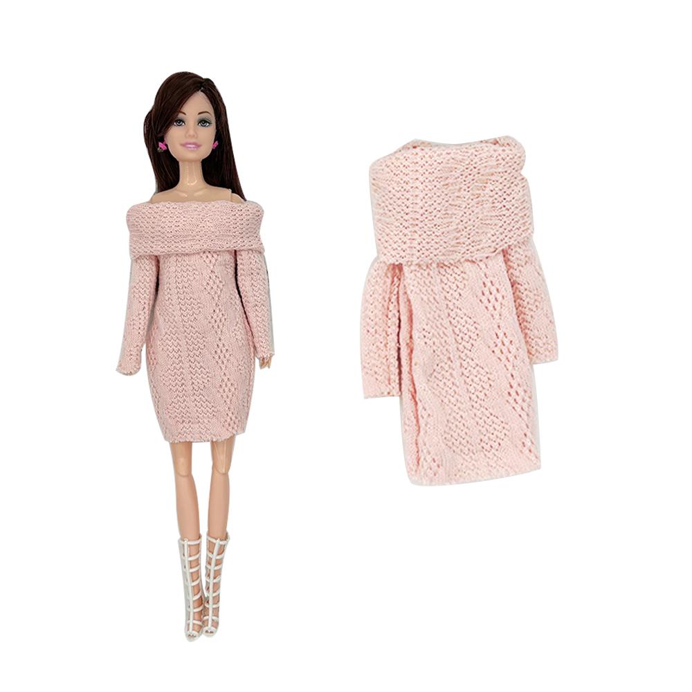 4PCS Fashion Sweater Dresses for 1/6 Dolls, 11.5''/30CM Doll Accessories Knitted Winter Clothing Dressing Up Game DIY Bjd Dress
