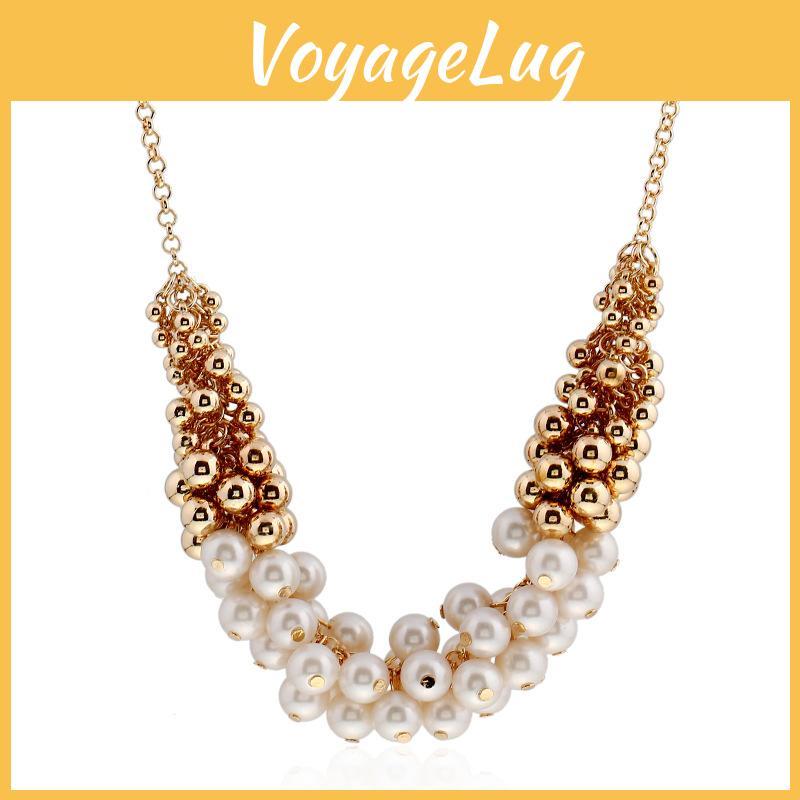 Simulation Pearl Minimalist Women Gold Necklace For Casual Or Holiday Use