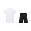 Li-Ning Creative Logo Solid Color Breathable Cool Short Sleeve T-Shirt Loose Fit Casual Sports Set Unisex Tops, Bottoms ATSV607-2+AKSV675-1