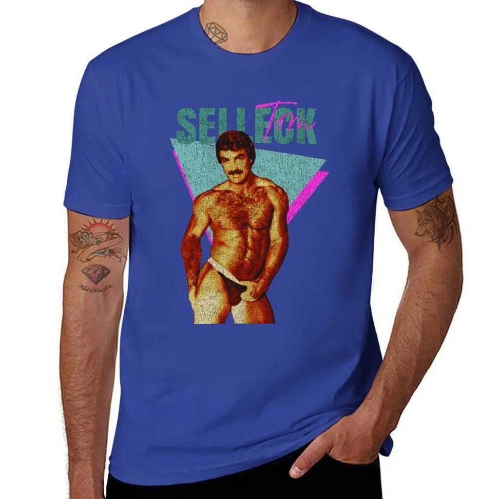 Vintage Distressed Tom Selleck Tshirt Hippie Clothes Basketball Graphic Tees Baggy Shirts Unisexs Champion T Shirts