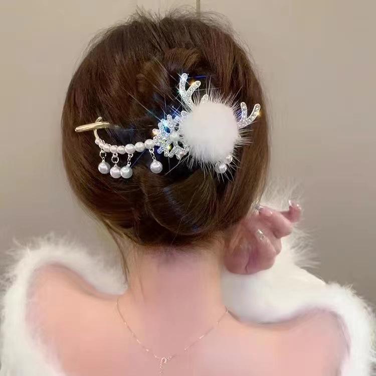 Elegant Reindeer Antler Hair Clip – Stylish Hair Accessory for High Ponytails