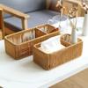Sturdy Handwoven Storage Box Divided Sections Living Room Desktop Organization