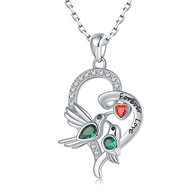 Stříbro 925 Pár Kolibříků Náhrdelník Přívěsek Zvířecí Šperky Dárky na Valentýna pro Ženu Manželku Přítelkyni Mámu Dcery