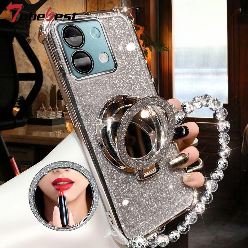 Shockproof GLITTER Plating Crystal Bracelet Magsafe Phone Holder Case For Xiaomi POCO X6 Pro 5G Cover