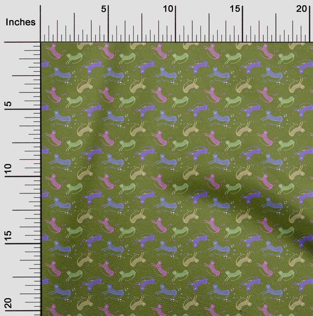 oneOone Cotton Flex Maroon Fabric Kids Leopard Sewing Material Print Fabric By The Yard 40 Inch