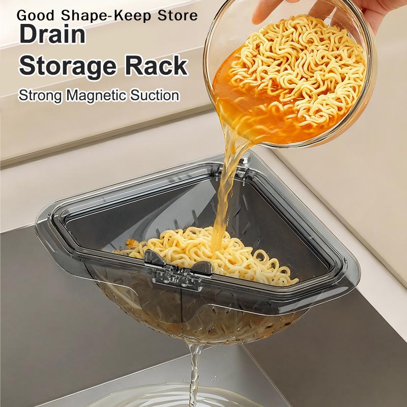 Sink Food Catcher Corner Basket Magnetic Suction Drainage Triangle Drying Rack No-Drill Kitchen Cleaning Drain Baskets 1PC
