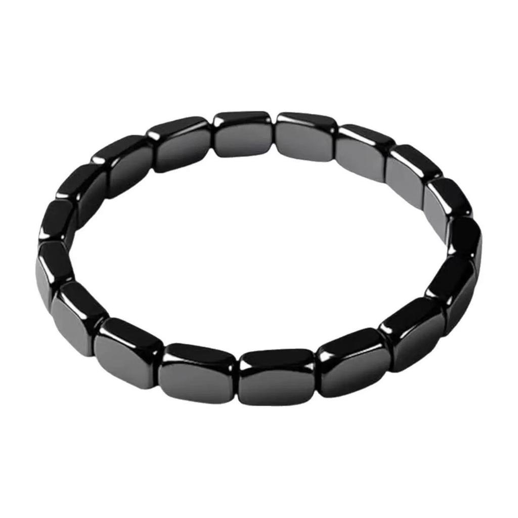 Black Obsidian Round Bead Bracelet Stretch Adjustable Mixed Stone Hematite Beaded Fashion Unisex 7-9mm