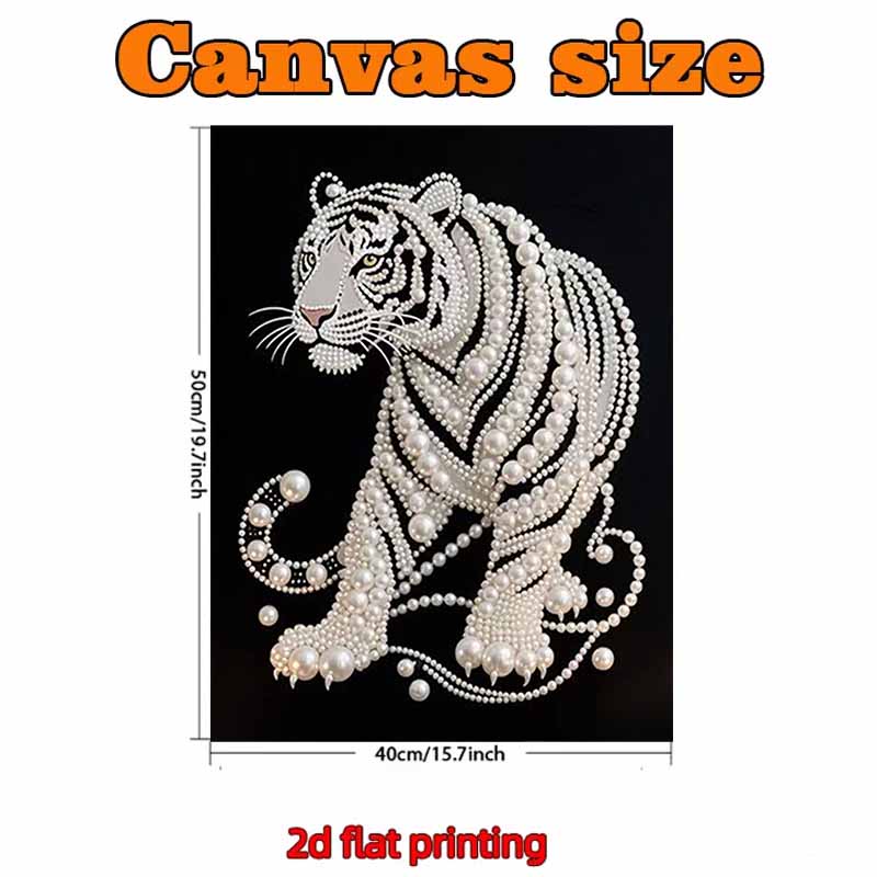 Perlmutt Weißer Tiger DIY Diamantmalerei Kits 15,7x19,6 Zoll Edelstein Kunst Diamantmalerei Kits Ohne Rahmen für Erwachsene Geschenkidee Heimwanddekoration