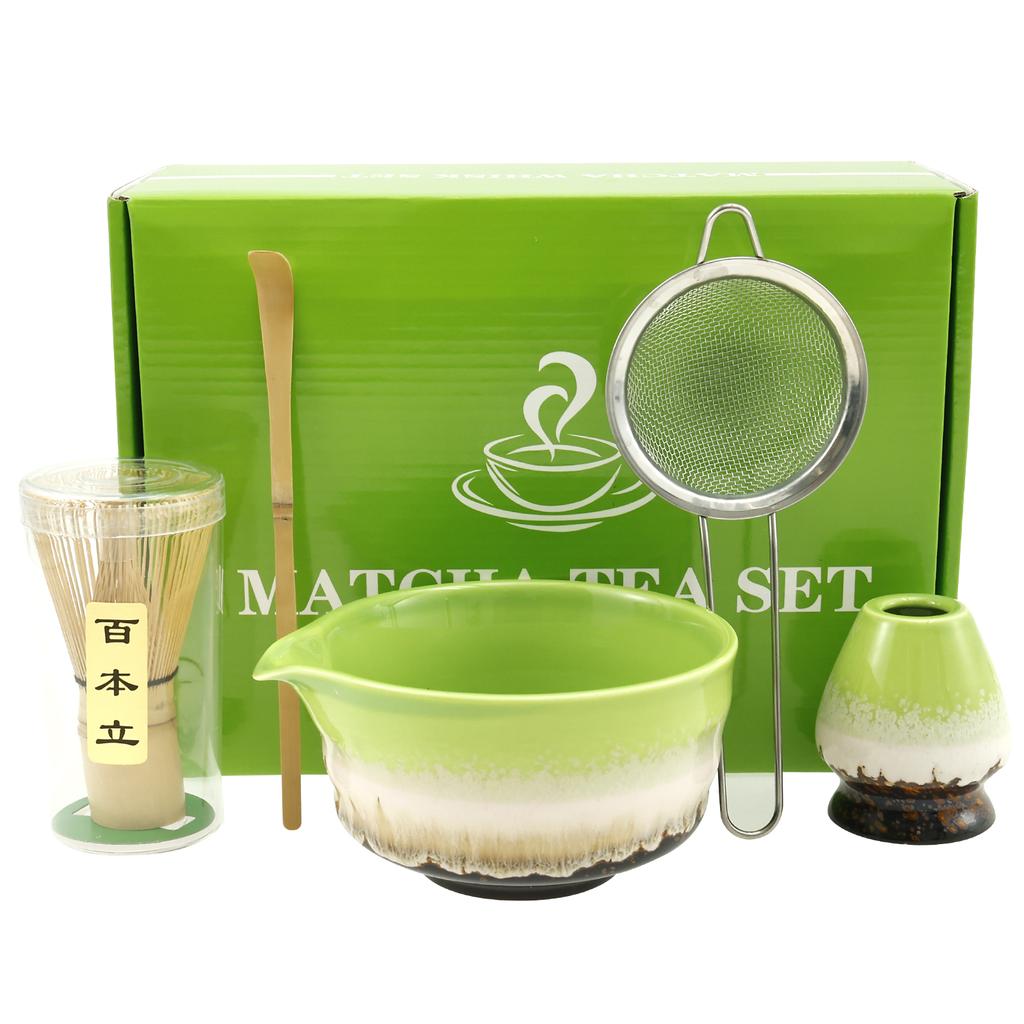 Keramik Handgefertigt Japanisches Matcha Tee Set Matcha Schale Bambus Schneebesen Teelöffel Teegeschirr Getränkegeschäft Teezubereitungswerkzeuge Zubehör