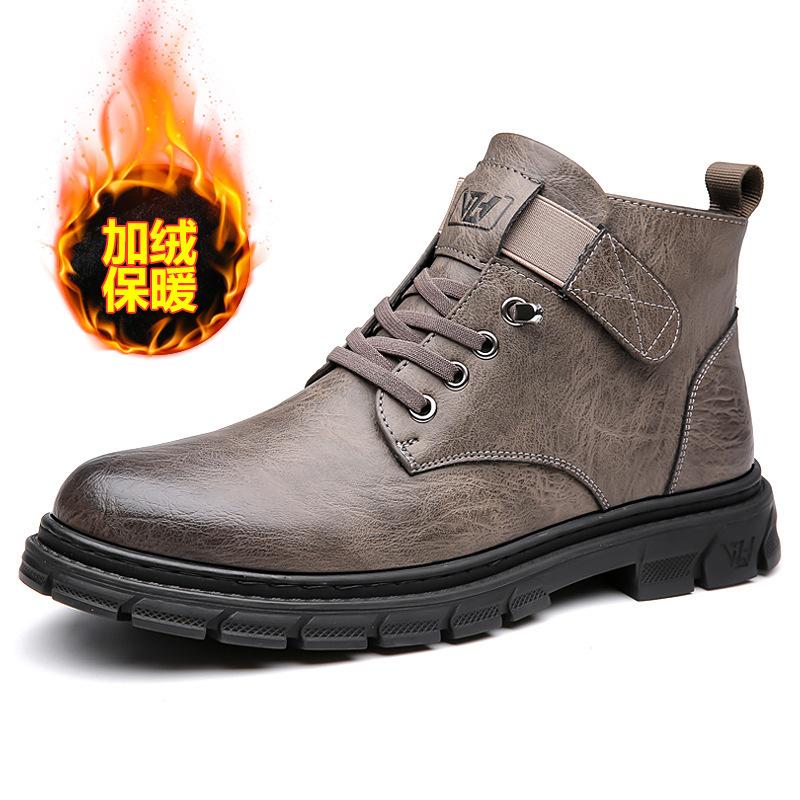 Martin Boots Men's 2024 Autumn and Winter Velvet Cotton Shoes High-top Men's Shoes British Snow Tooling Boots Tide