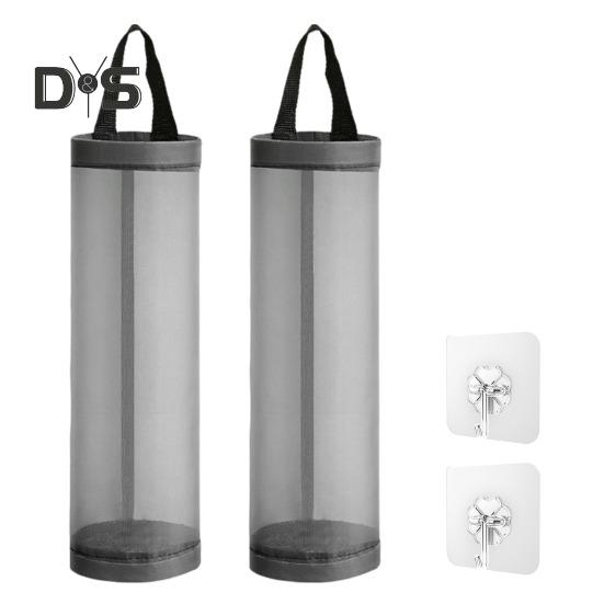 

Держатель для продуктовых сумок Диспенсер для пластиковых пакетов Прозрачная сетчатая конструкция Большая вместимость продуктовых сумок Держатели для хозяйственных сумок серый