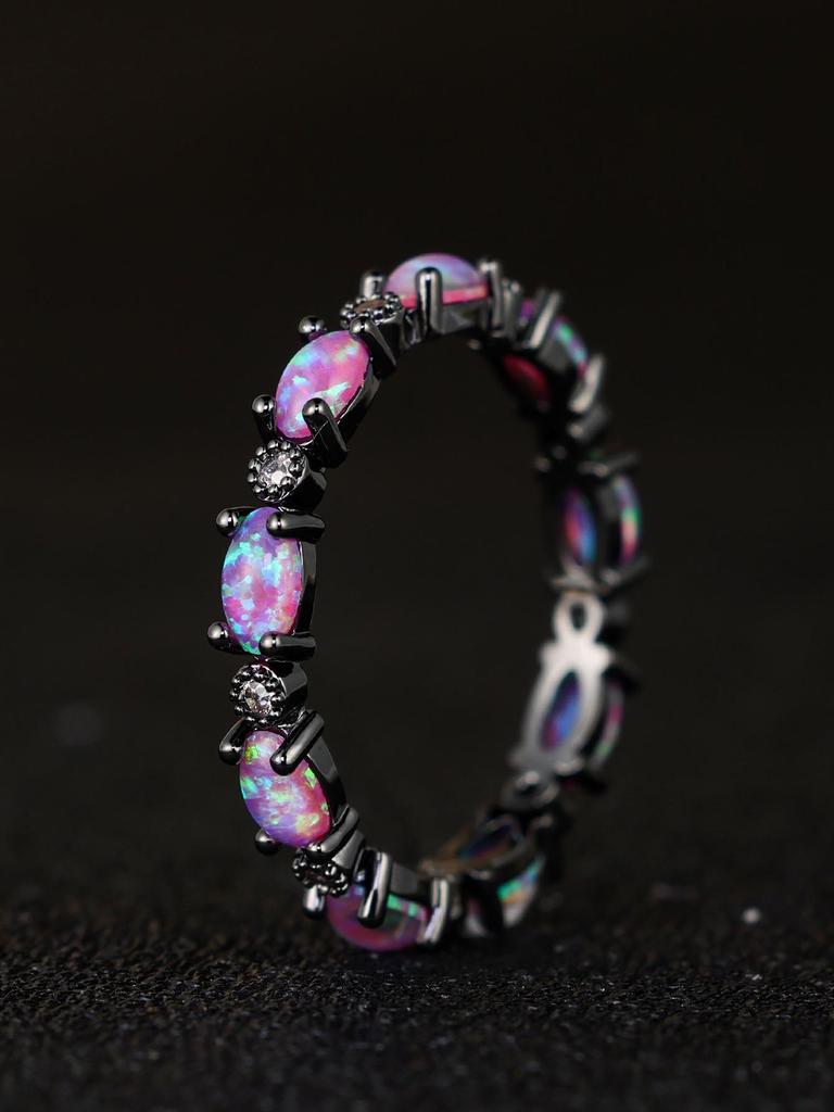 Platin Herz Voll Diamant Opal Ring
