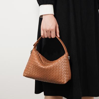 Nuevo Bolso de Mano Tejido Romboidal de Piel de Vaca de Nicho Bolso Bandolera de Hombro Moda Cuero Bolso de Mujer