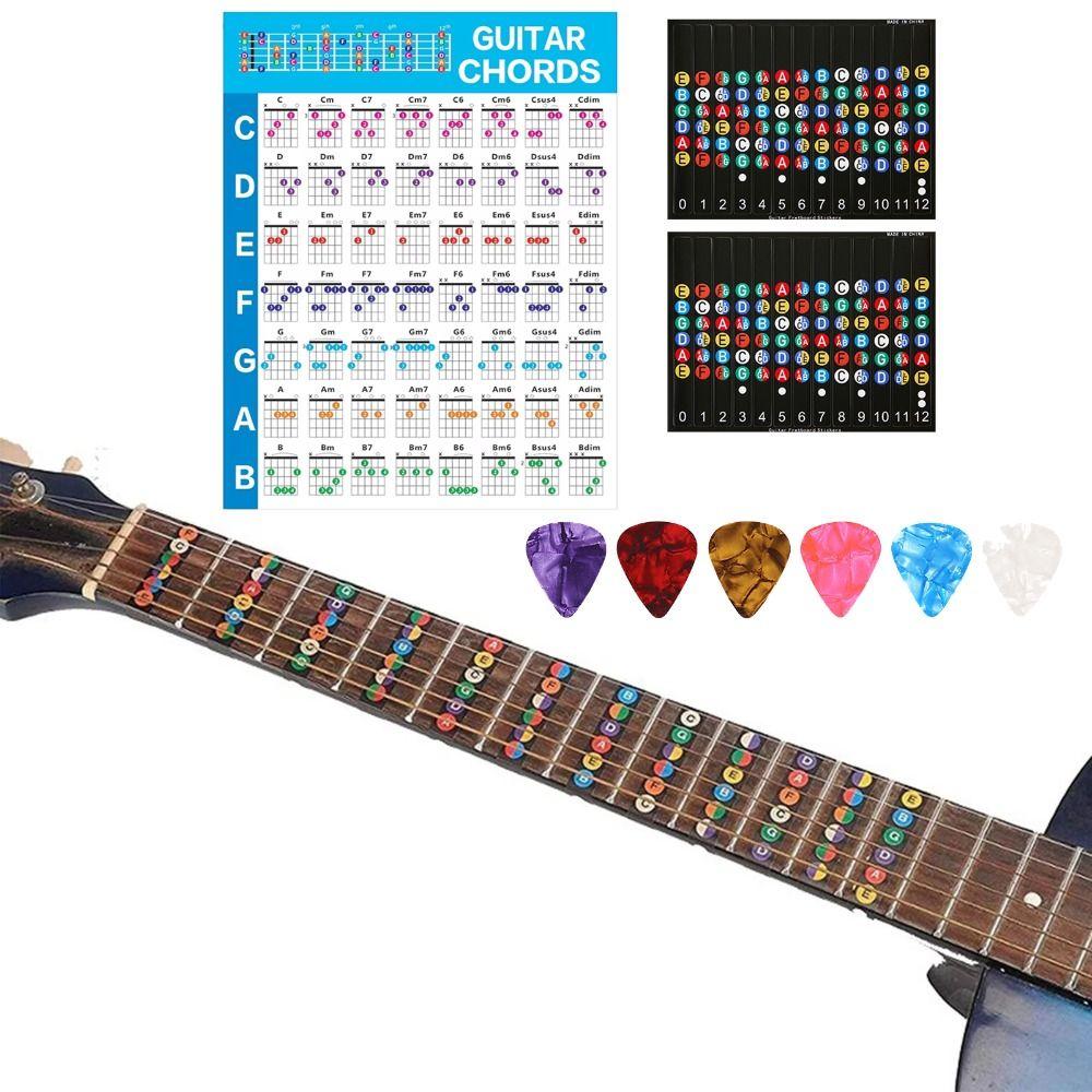 Printed Vinyl Paper Guitar Practice Chord Chart Coated Paper Chord Fingering Diagram For Kids