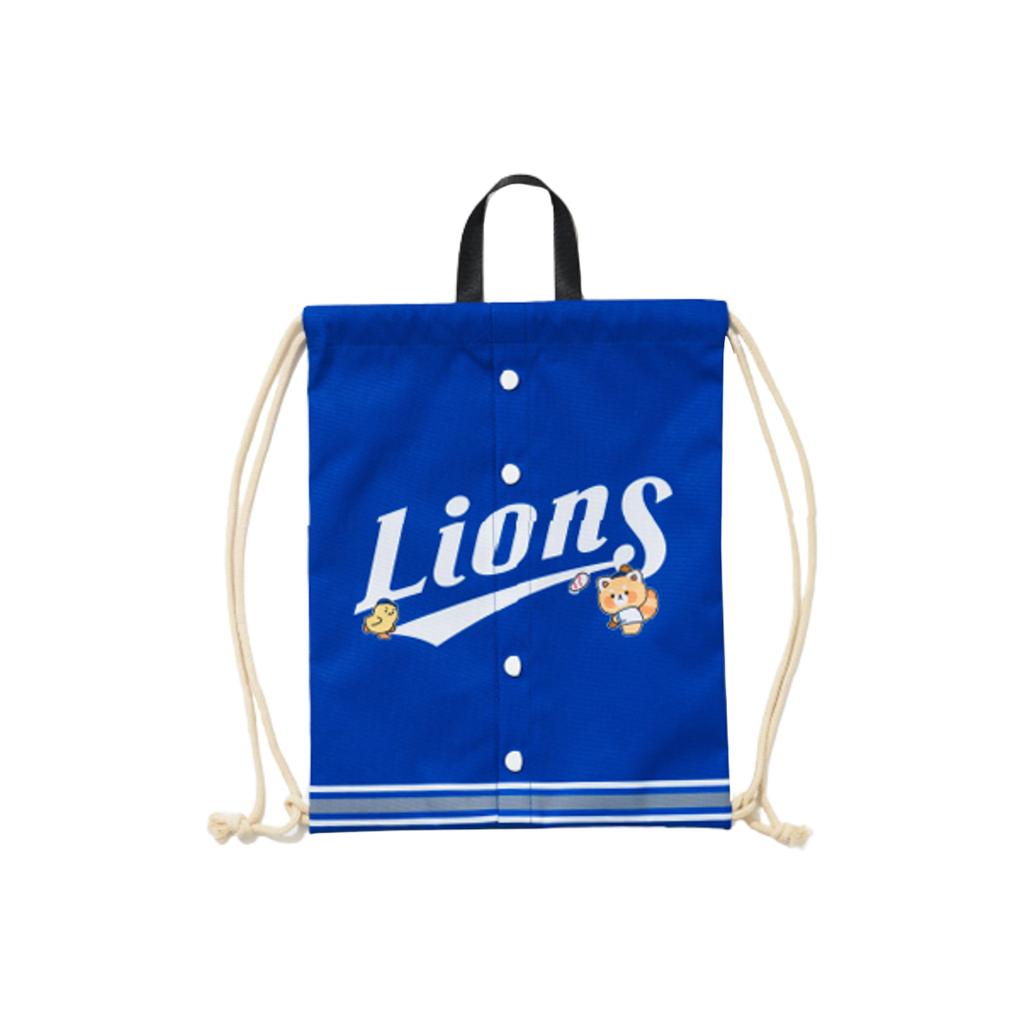 Lessey & Friends x KBO The Strongest Lessey Victory Graphic Button Gym Sack Blue Samsung Lions
