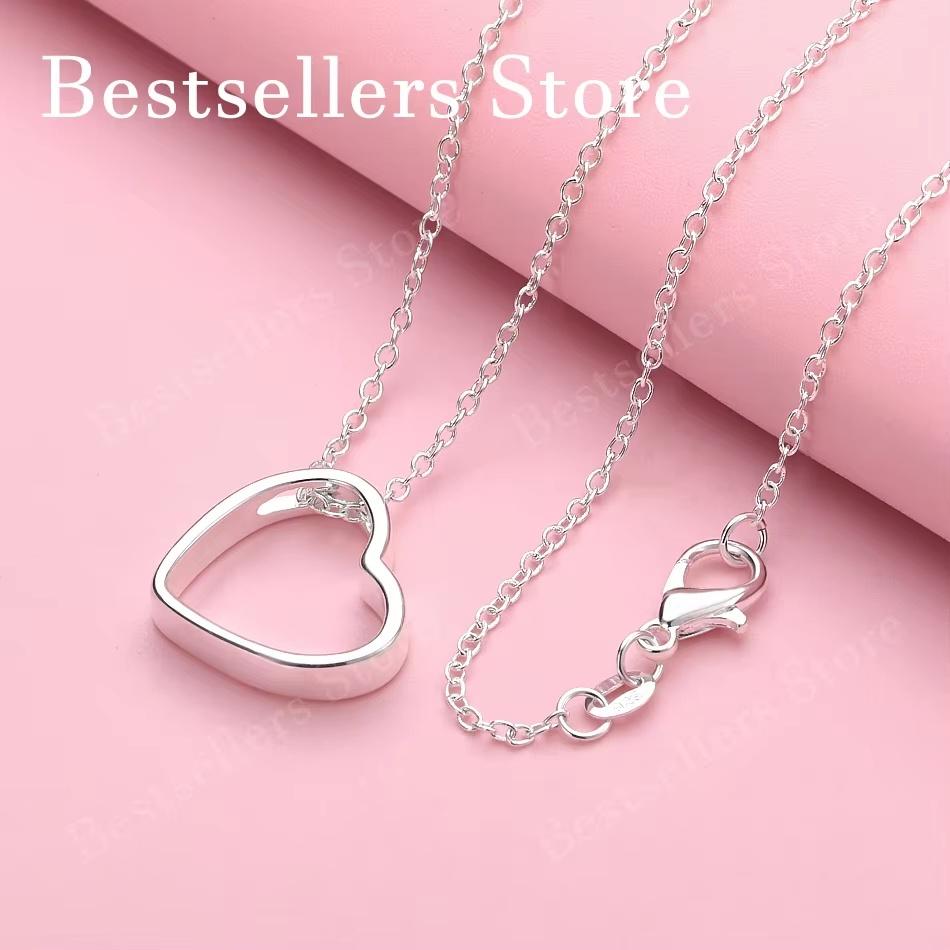 

925 sterling silver 16-30 inch exquisite heart-shaped pendant necklace for women s fashion wedding jewelry accessories 75cm