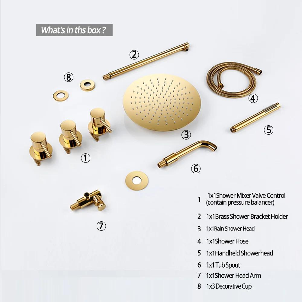 Bathroom Shower Faucet Set Bathroom Mixer Tap Bathtub With Brass Rainfall Headshower Handshower Hot Cold Spout 3 Way Diverter