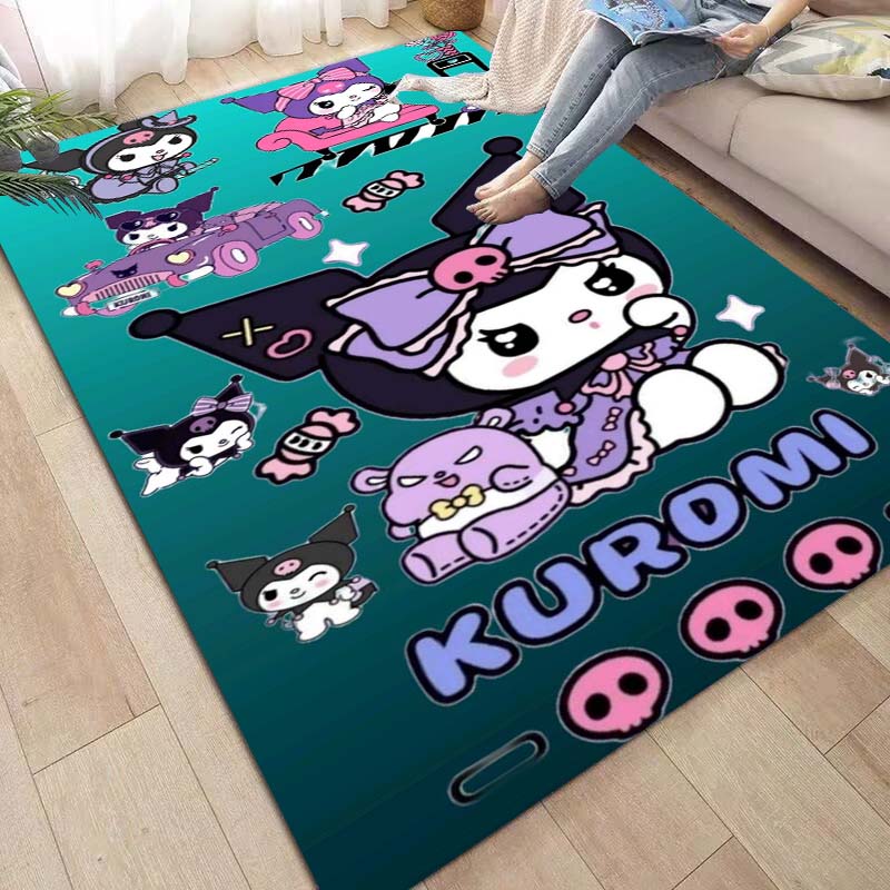 3D printed Kuromi cartoon rug, suitable for living room, bedroom, kitchen, doorway, children's non-slip floor mat, birthday gift