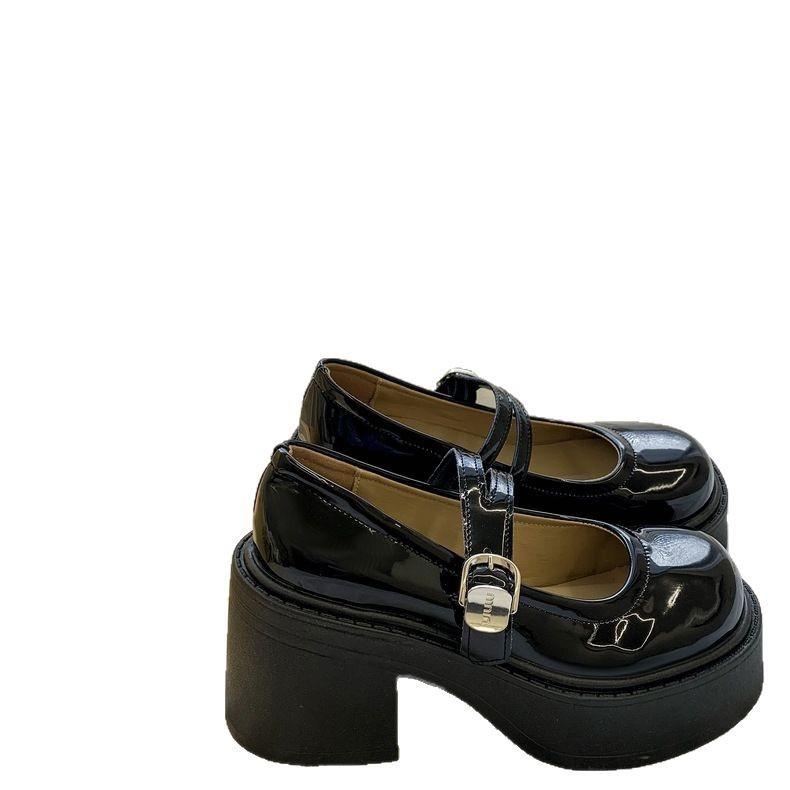 Japanese jk high heels versatile shoes women's thick heel 2025 spring and autumn new thick sole heightening retro French Mary Jane shoes