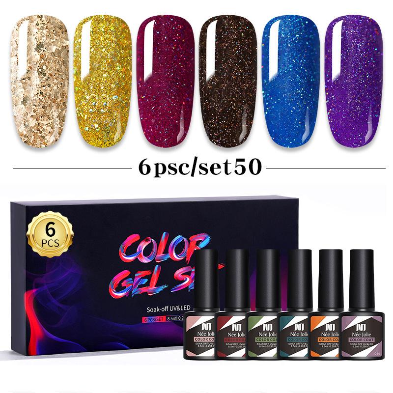 Nail Polish Glue Set 8Ml 6 Bottles Boxed Nail Art Barbie Glue Japanese Nail Color Glue Phototherapy Glue