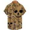 Fashionable Men's Short Sleeve 3D Skull Print Hawaiian Shirt Summer Casual Top Beach