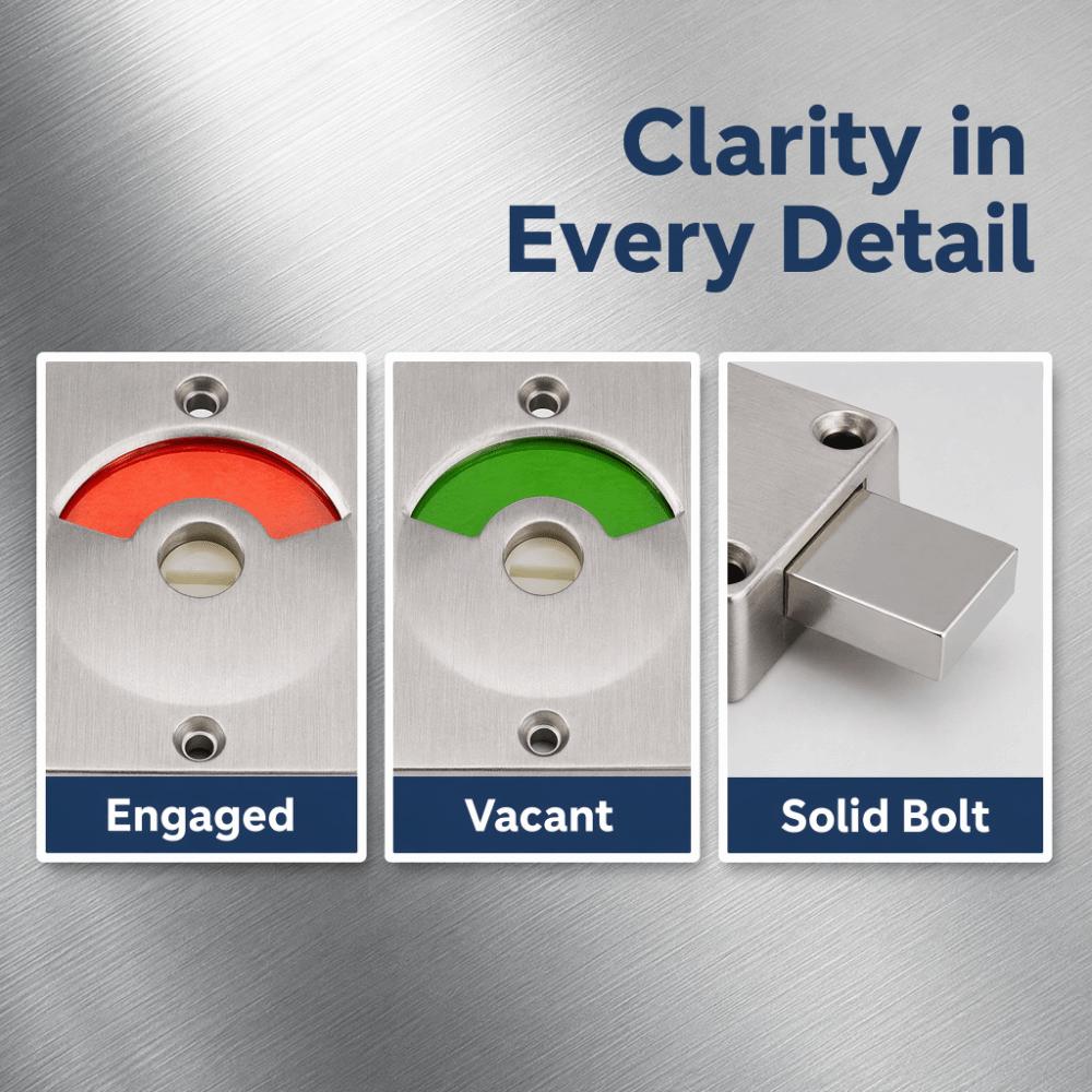 Durable Door Indicator Lock Secure Door Bolt Latch Hardware Privacy Door Lock  Public Restroom