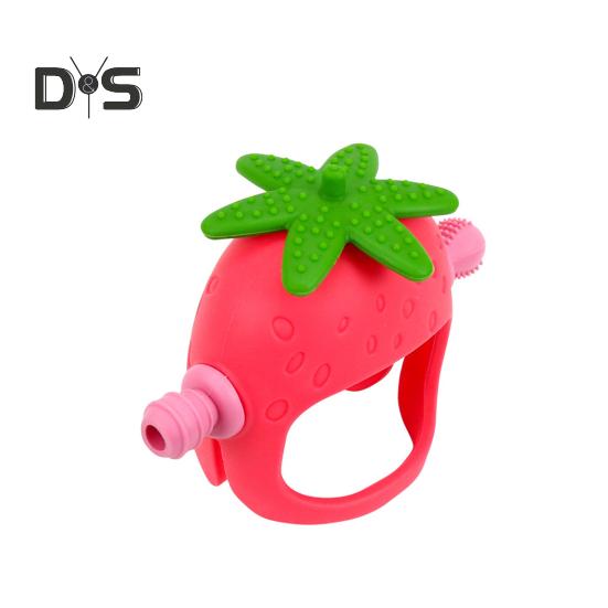 Baby Teething Toy for Babies 0-24 Months Relieve Sore Gums with Strawberry Shape Teether Food-Grade Silicone Easy-to-Clean Teething Relief Toy Train