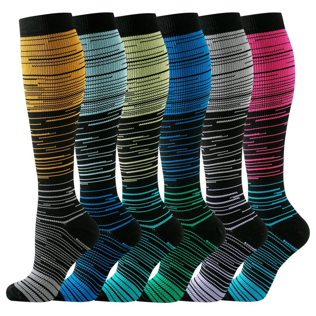 6-Pack Color Striped Compression Socks