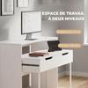 Extendable Computer Desk, 100 cm, 2 Drawers, Storage, White