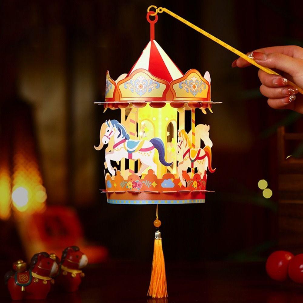 PVC Year of the Horse Lantern 3D Luminous Lanterns Portable Lanterns  Spring Festival