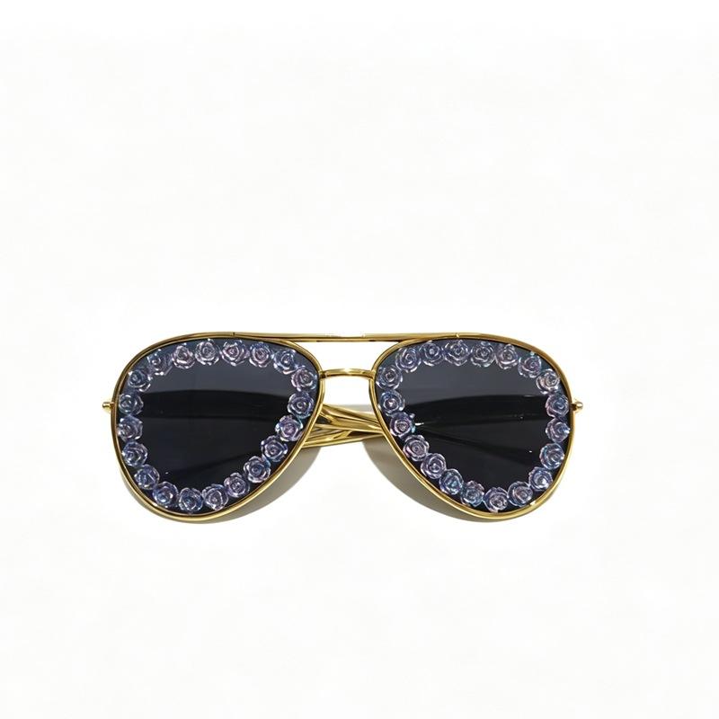 Diamond-studded large-frame sunglasses, new women's sunglasses, exaggerated large-frame sunglasses, metallic sunglasses with high personality