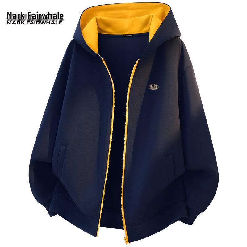

Mark Huafei Men s American Retro Colorblock Heavyweight Zip-up Hoodie M