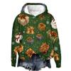 Women's Fashion Long Sleeve Christmas Print Loose Hooded Sweatshirt Top