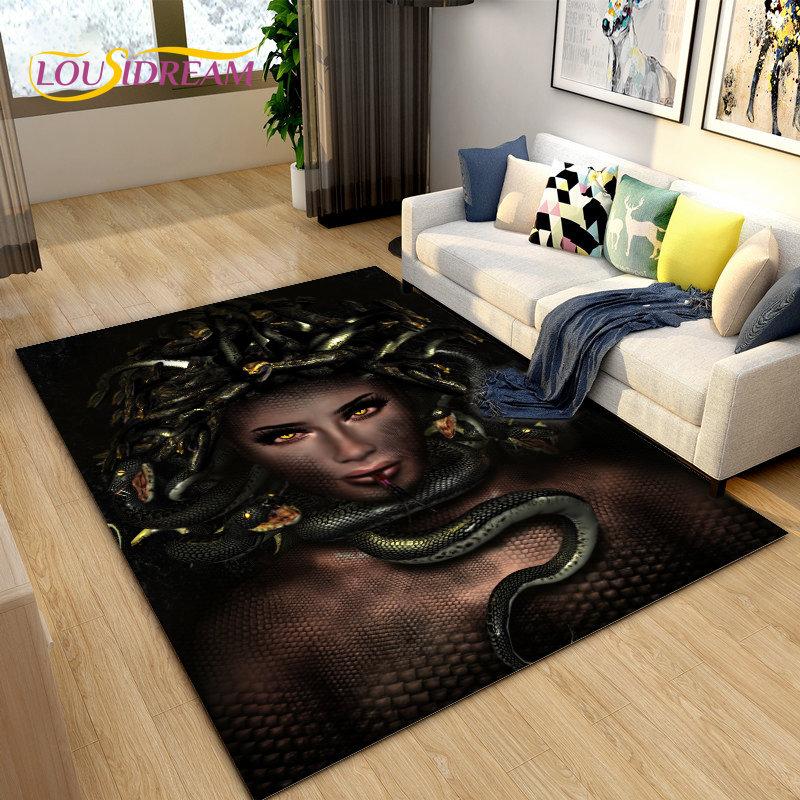 3D Medusa Snake Gorgon Area Rug Large,Carpet Rug for Living Room Bedroom Sofa Doormat Decoration,kids Play Non-slip Floor Mat