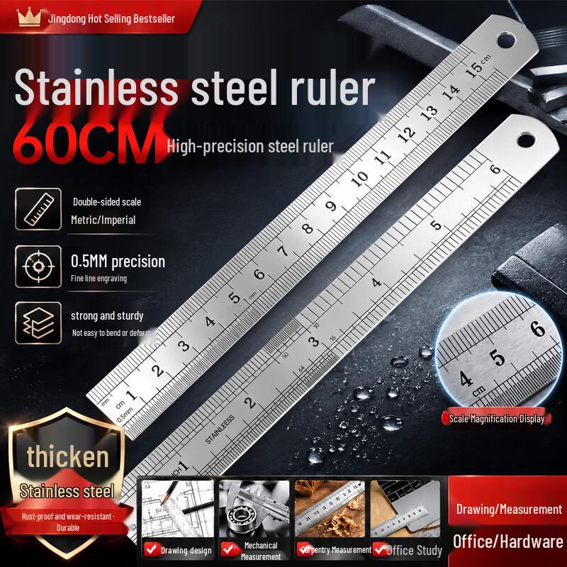 Bohuidar Stainless Steel Metric Ruler