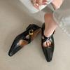 New leather fashion single shoes non-slip soft sole pointed black single low-top shallow-mouth sheepskin women's shoes four-season small leather shoes