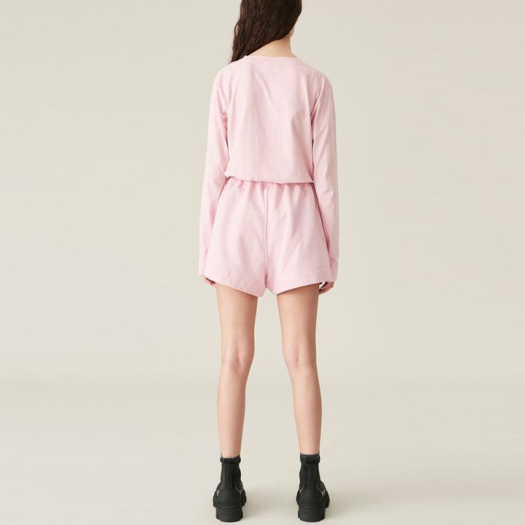GANNI Minimalist Casual Sports Drawstring Fleece Shorts Women shorts Pink T2924465
