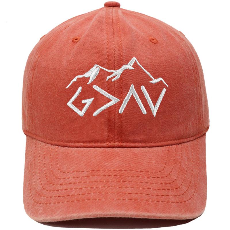 Mountain peak GOD symbol embroidered baseball cap retro dad hat men's and women's leisure outdoor hiking visor