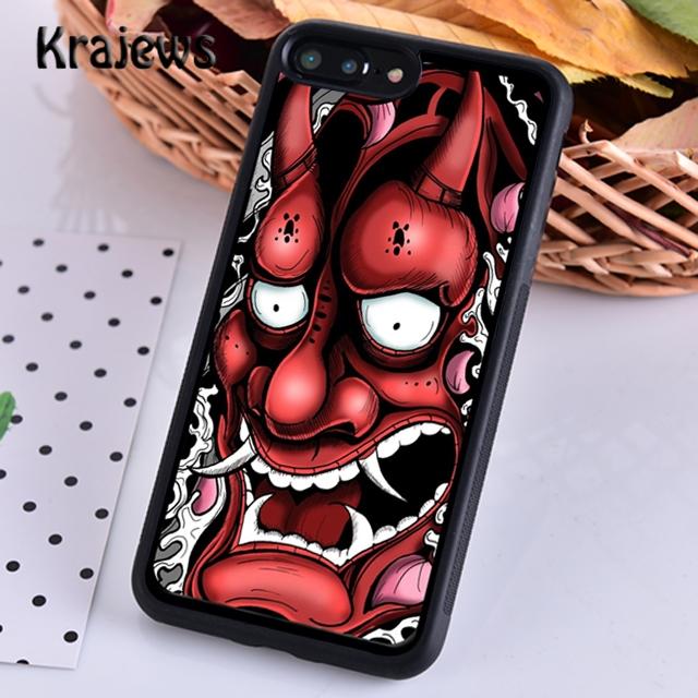 Krajews Japanese Oni Hannya Demon Mask Cool Phone Case For iPhone 14 5 6s 7 8 Plus X XR XS 11 12 13 Pro Max Samsung S21 S22ultra